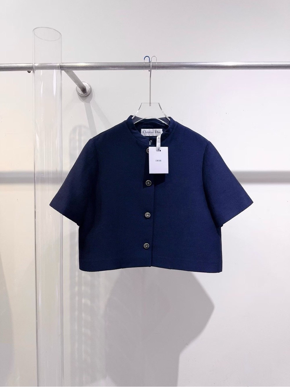 Dior Navy Short-Sleeve Cropped Jacket